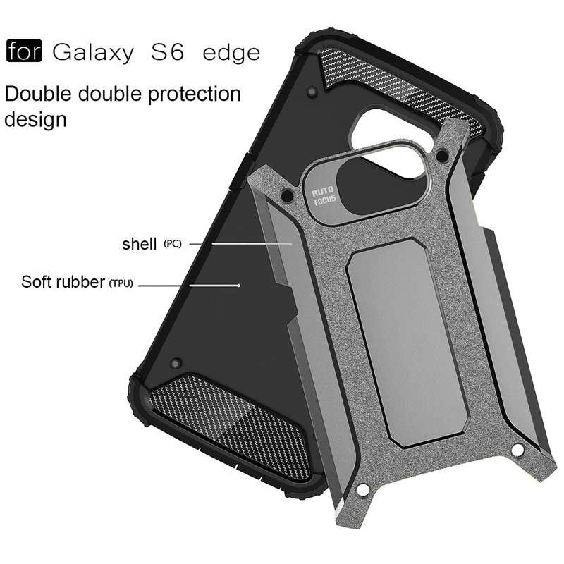 For Galaxy S6 Edge / G925 Tough Armor TPU + PC Combination Case (Grey)