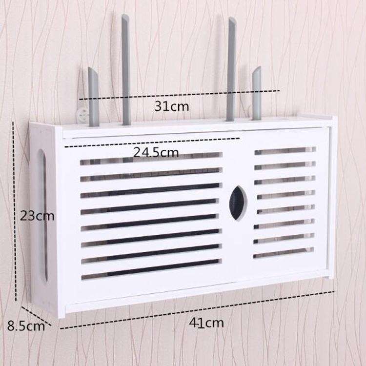 Wifi Router Box PVC Wall-mounted Shelf Hanging Board Bracket Storage Box, Size:41x23x8.5cm(Shutter)
