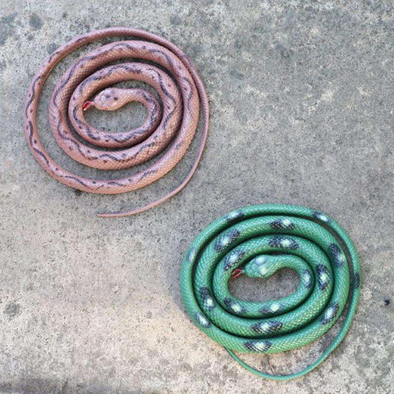 2 PCS Boa Constrictor Tricky Toy Mischief Scary Simulation Snake(Green)