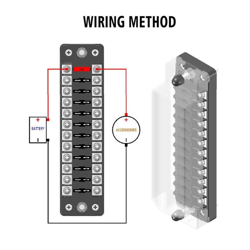 CS-979A2 FB1904 1 In 1 Out 12 Ways No Distinction Positive Negative Fuse Box without Fuse for Aut...