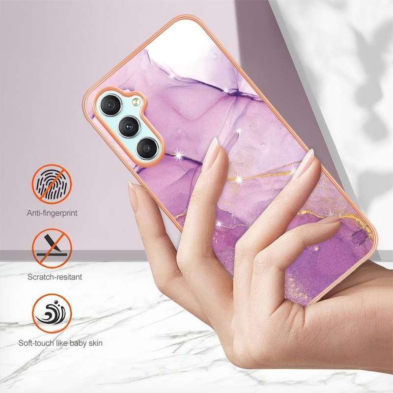 For Samsung Galaxy A24 Electroplating Marble Dual-side IMD Phone Case(Purple 001)