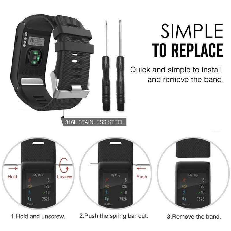 Silicone Sport Watch Band for Garmin Vivoactive HR(Black)
