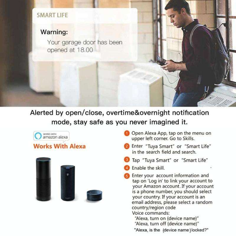 Tuya APP Remote Control WIFI Smart Garage Door Controller, Specification: UK Plug