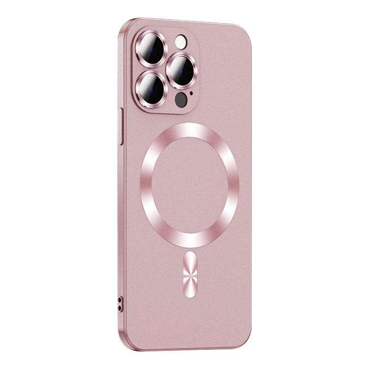 For iPhone 13 Pro Liquid Lens Protector Magsafe Phone Case(Gold Pink)