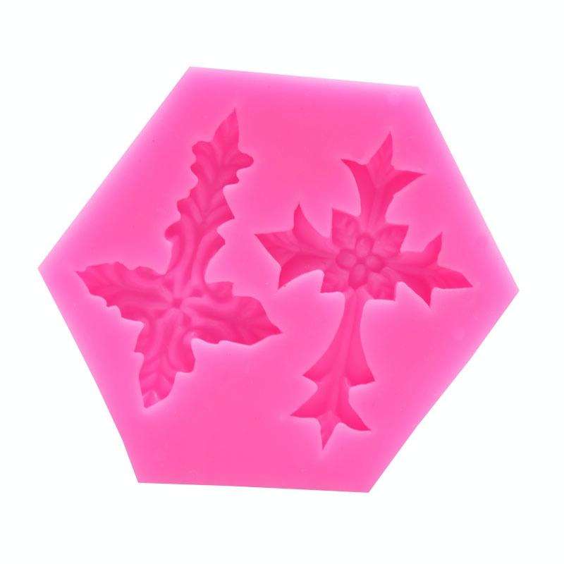 4 PCS Cross Shape Silicone Fondant Cake Mold Baking Tool(Pink)