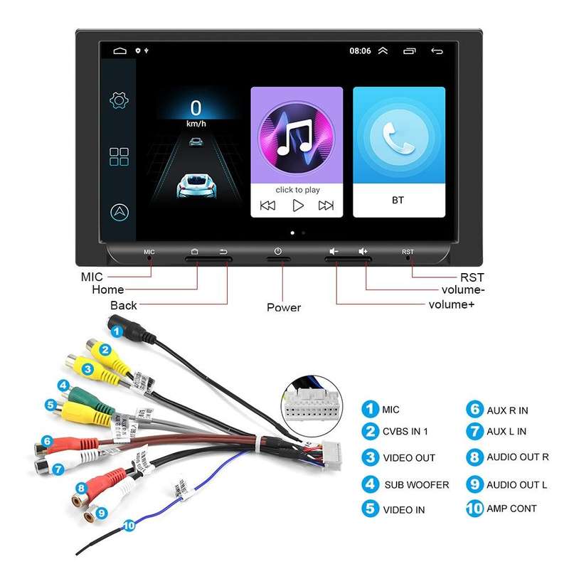 7 inch Carplay GPS Navigation Reverse Integrated Machine, Style: Standard+AHD Camera(1+16G)