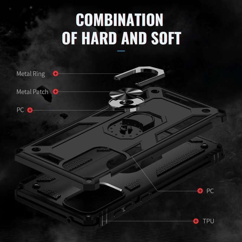 For Samsung Galaxy A73 5G Shockproof TPU + PC Phone Case with Holder(Black)