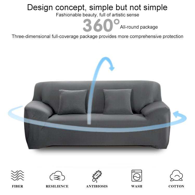 Four Seasons Solid Color Elastic Full Coverage Non-slip Sofa Cover(Grey)