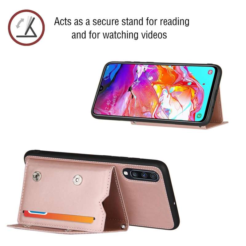 For Samsung Galaxy A70 & A70s Skin Feel PU + TPU + PC Back Cover Shockproof Case with Card Slots ...