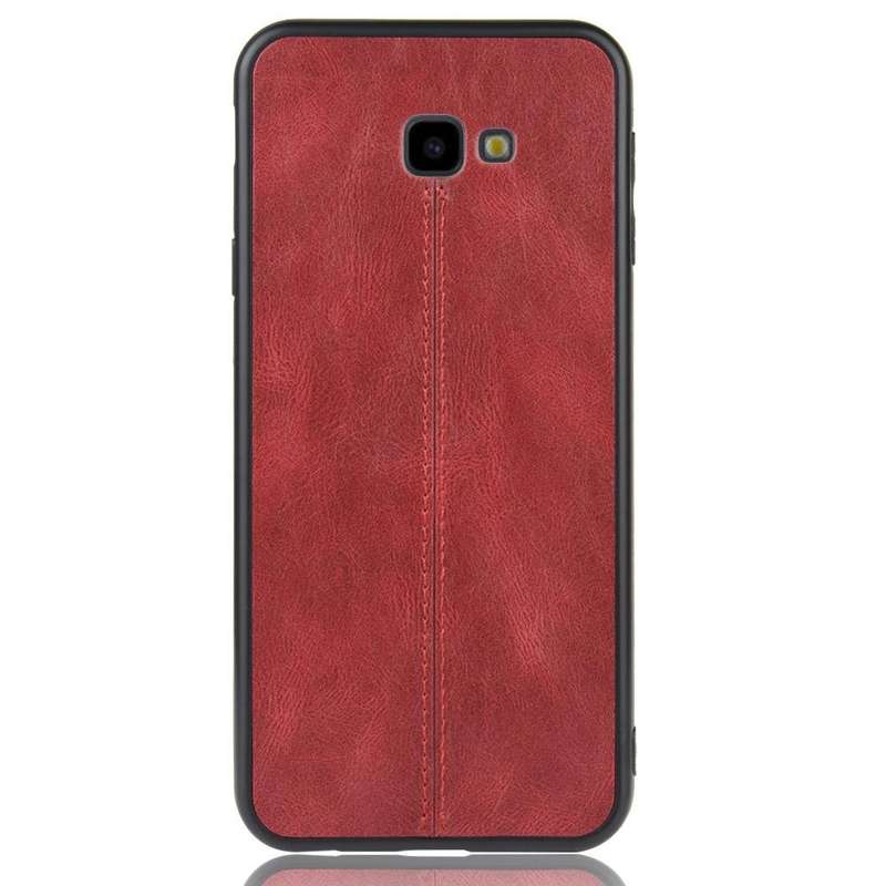 For Galaxy J4 Plus Shockproof Sewing Cow Pattern Skin PC + PU + TPU Case(Red)