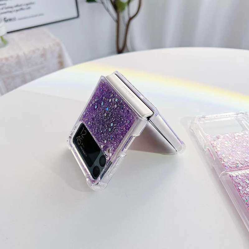 For Samsung Galaxy Z Flip4 Glitter Sequins Epoxy TPU Phone Case(Gold)