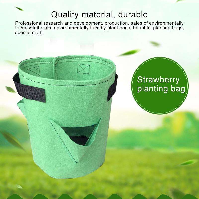 3 Pockets 18L / 5 Gallon Non-woven Felt Strawberry Planting Bag, Size: 23X28cm(Red)