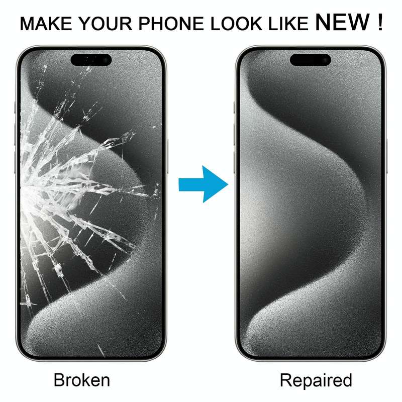 For iPhone 15 Pro Max Front Screen Outer Glass Lens with OCA Optically Clear Adhesive