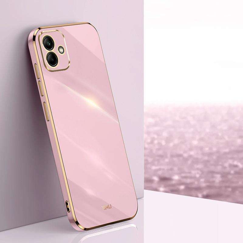 For Samsung Galaxy A05 XINLI Straight Edge 6D Electroplate TPU Phone Case(Cherry Purple)