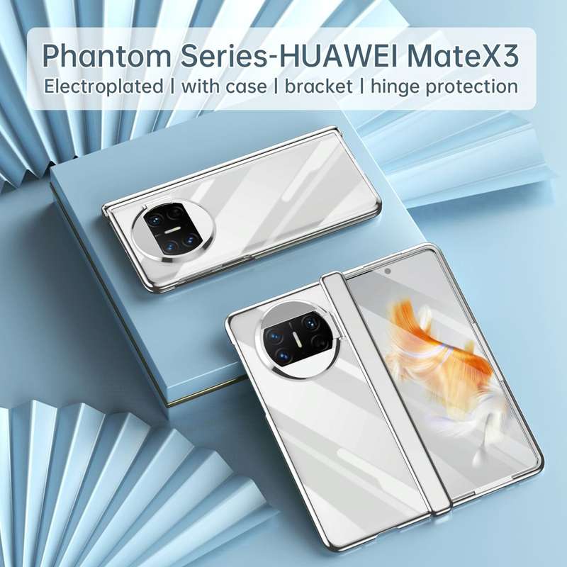 For Huawei Mate X3 Integrated Electroplating PC Folding Phone Case with Hinge(Black)