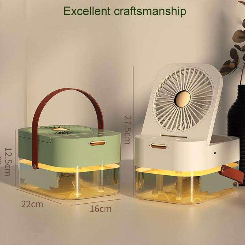 Rechargeable 4000mAh 2.5L Dual Spray Humidifying Fan with Ambient Light Aroma Diffuser(Green)