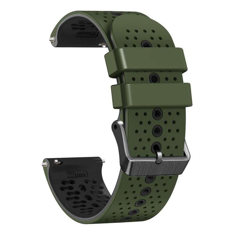 For Garmin vivoactive 4 22mm Perforated Two-Color Silicone Watch Band(Army Green+Black)
