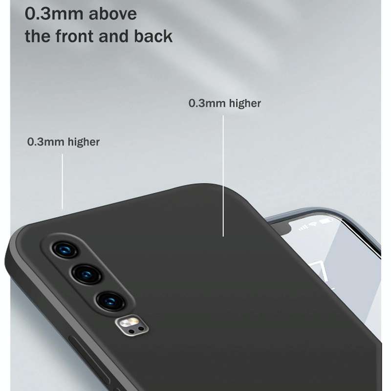 For Huawei P30 Solid Color Imitation Liquid Silicone Straight Edge Dropproof Full Coverage Protec...