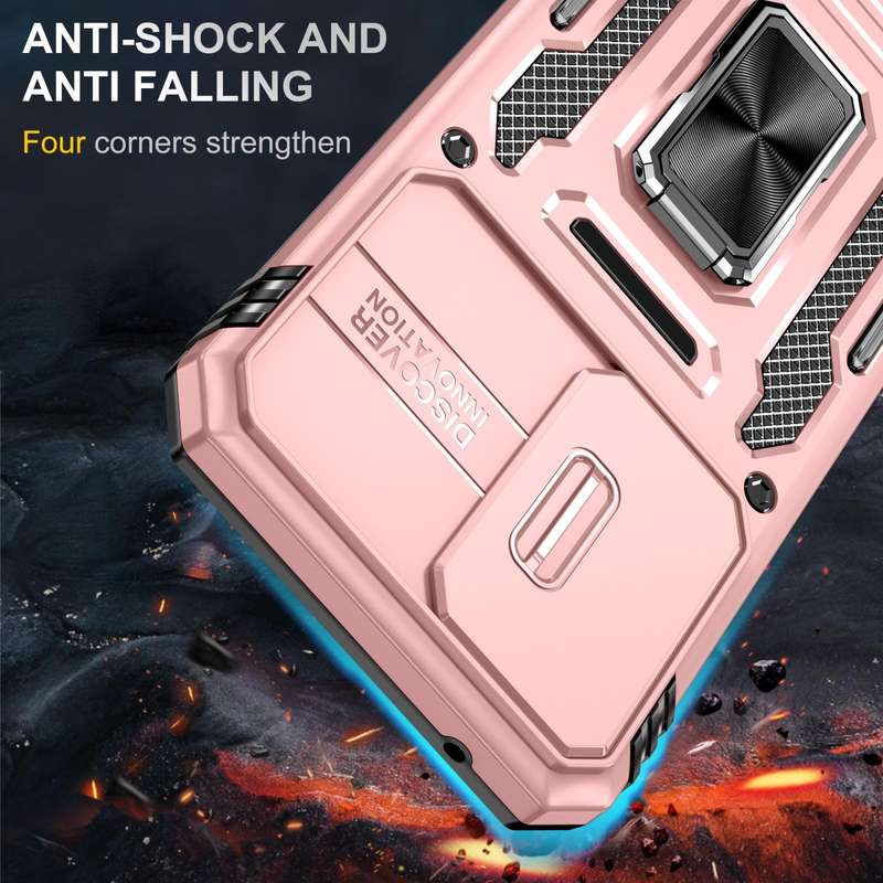 For Samsung Galaxy S23 FE 5G Armor PC + TPU Camera Shield Phone Case(Rose Gold)