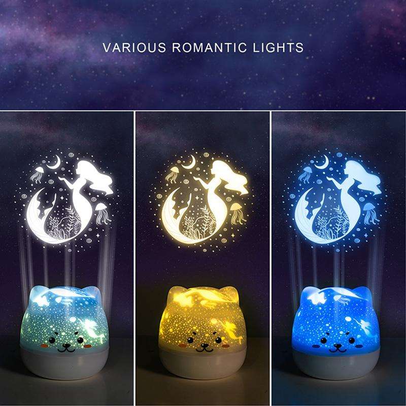 Children Starry Sky Projection Lamp USB Rotating LED Night Light Music Box Chargeable Sleeping Li...