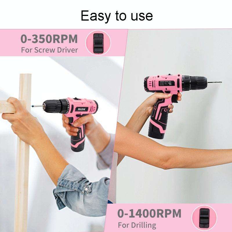 HILDA 12V Cordless Impact Drill Electrical Screwdriver, Plug: UK Plug