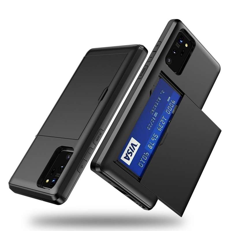 For Samsung Note20 Shockproof Rugged Armor Protective Case with Card Slot(Black)