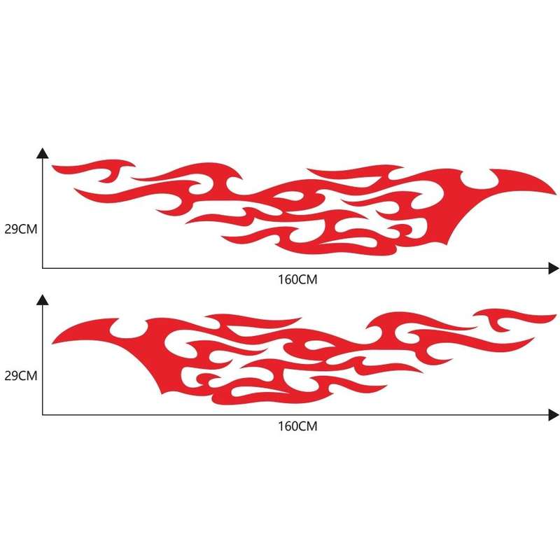 2 PCS/Set D-969 Flame Pattern Car Modified Decorative Sticker(Red)