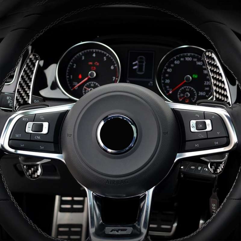 Carbon Fiber Car Central Steering Wheel Paddles Decorative Sticker for Volkswagen Golf 6 2008-2012