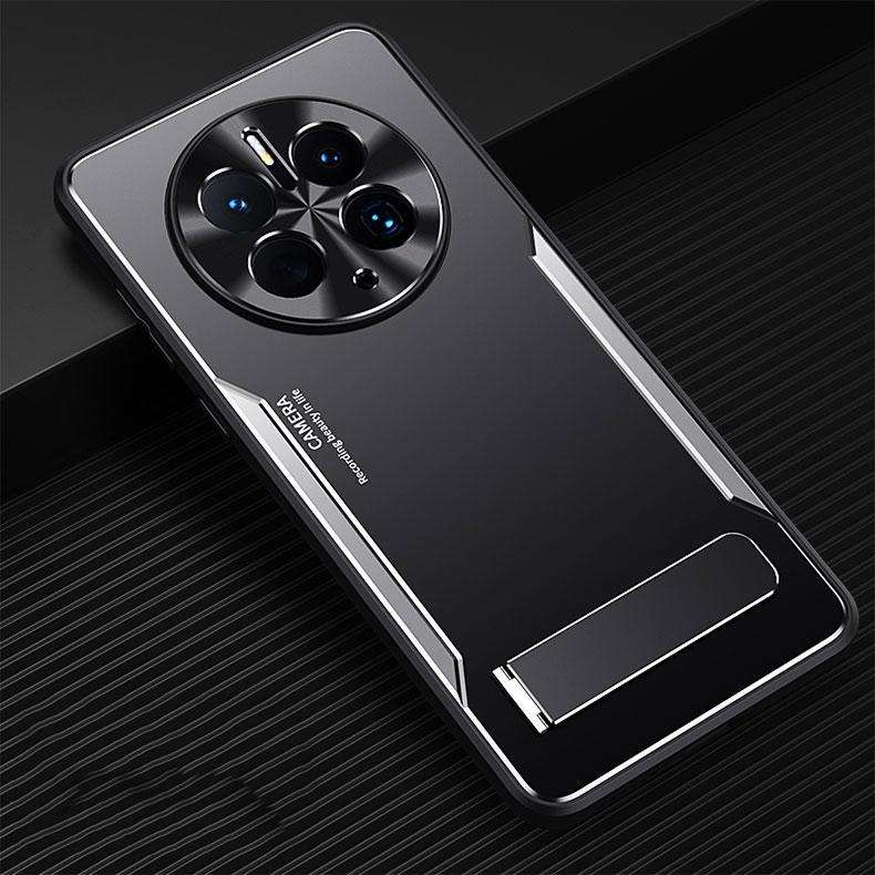 For Huawei Mate 50 Pro Blade Series TPU + Titanium Alloy with Holder Phone Case(Black Silver)