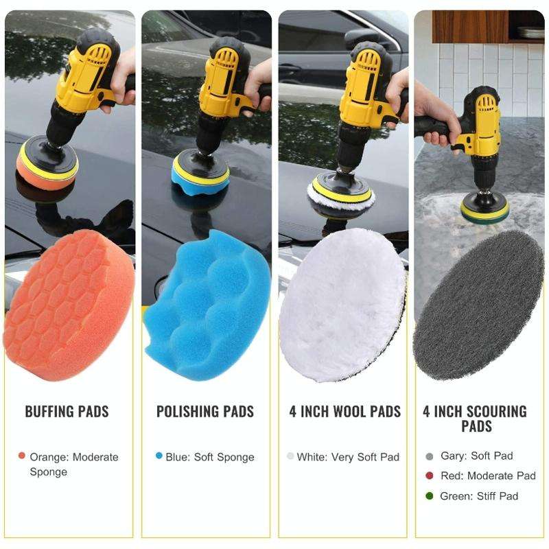 31pcs/set Electric Drill Brush Kitchen Bathroom Wall Cleaning Set(Yellow)
