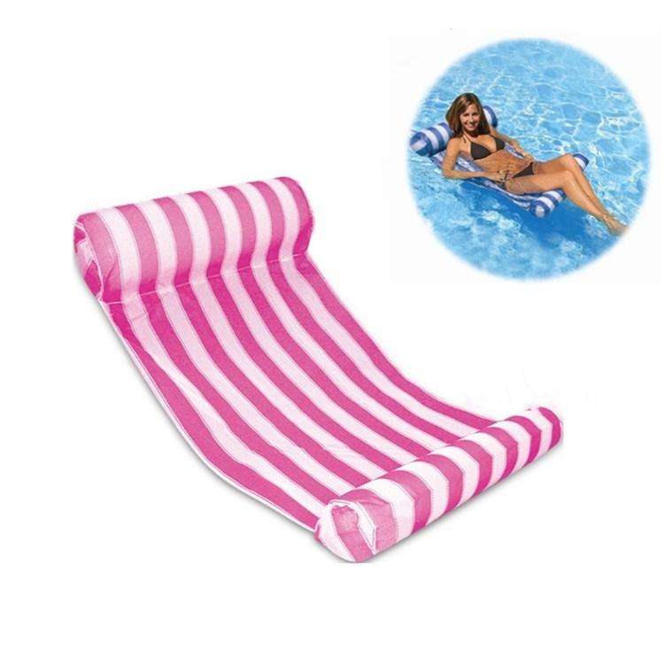 Leisure Water Floating Bed Hammock Inflatable Floating Row Entertainment Lounge Chair(Pink And Wh...