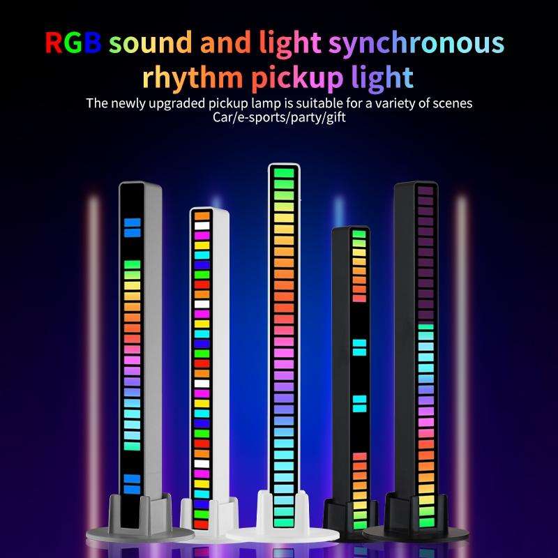 RGB Sound-controlled Rhythmic Response Lights Music Ambient LED Pick-up Lights Charging(32 Lights...