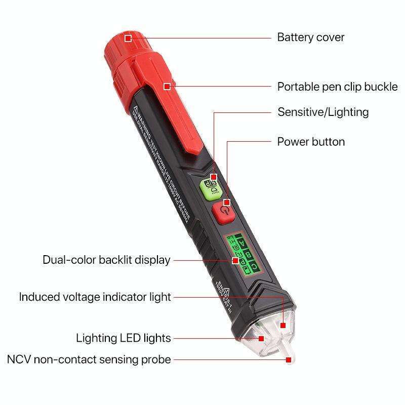 HABOTEST HT100P Non Contact 3 Phase Rotation Indicator AC LCD Display Detector Pen Tester
