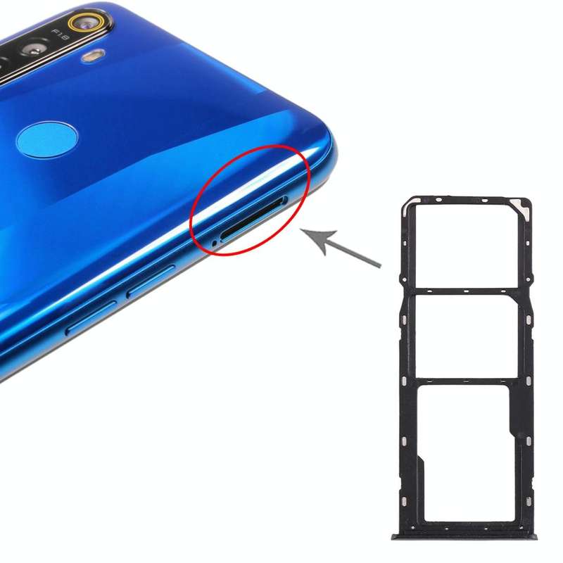 For OPPO Realme 5 SIM Card Tray + SIM Card Tray + Micro SD Card Tray (Black)