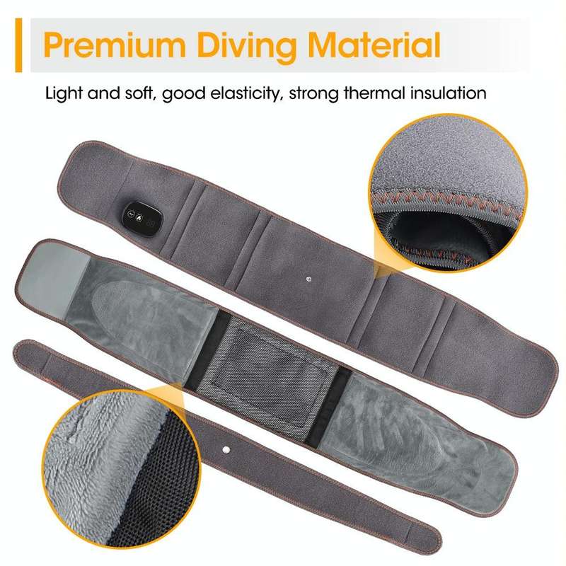 USB Charging Red Light Heating Massage Lumbar Belt Warming Waist Belt(Gray)