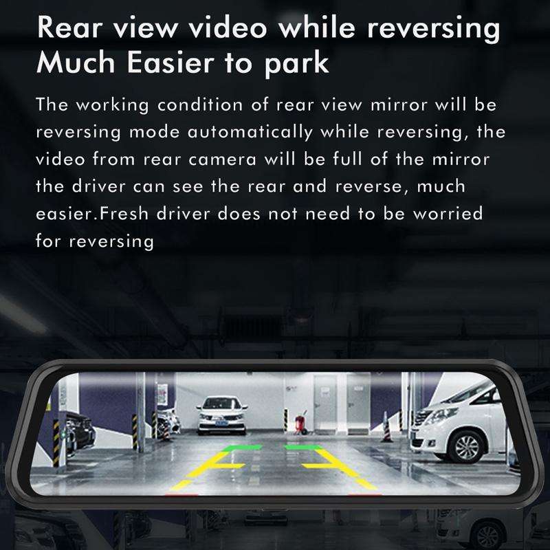 Anytek M12+ 9.66 Inch Large Screen Dual-Record Driving Recorder 2K Touch Screen Parking Video Rev...