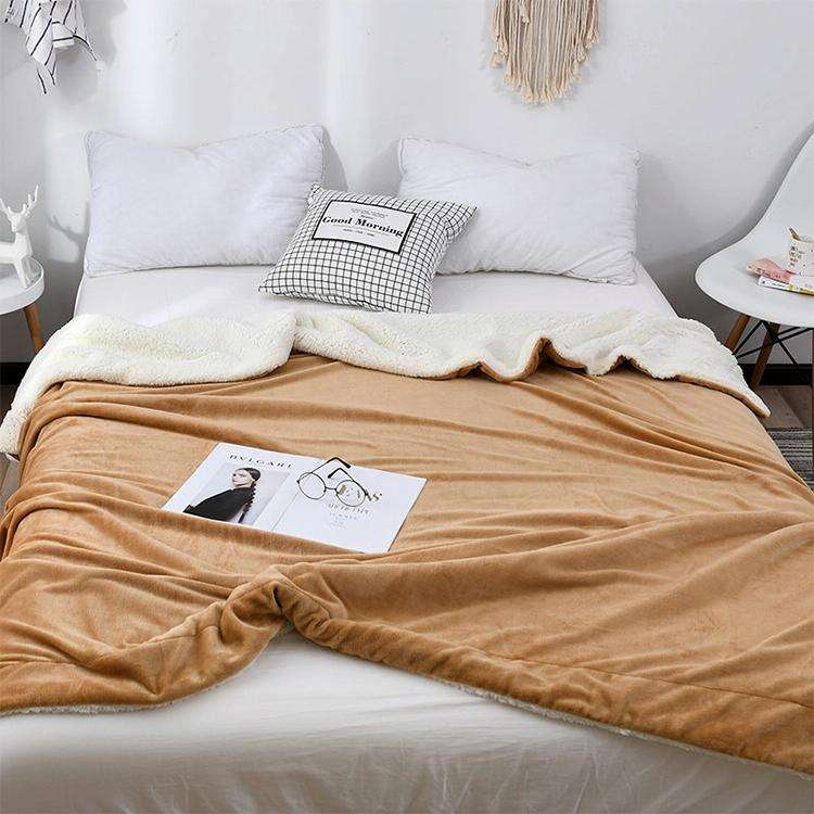 Winter Sofa Blanket Double Thick Cashmere Coral Fleece Ofice Nap Blanket, Size:2x2.3m(Camel)