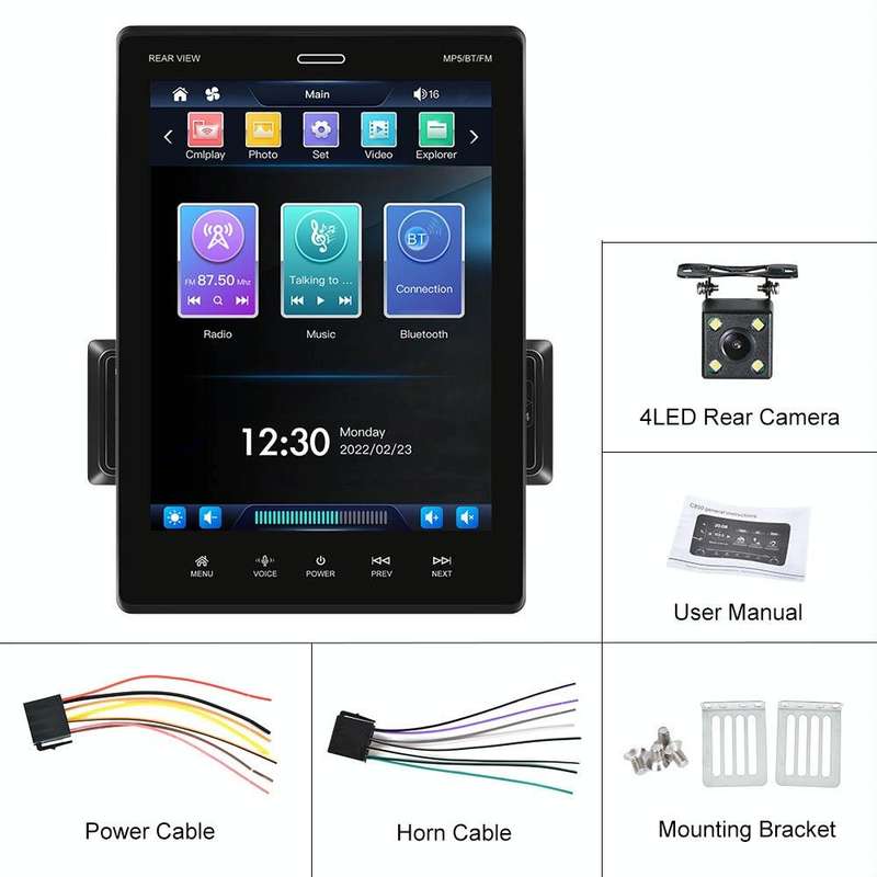 C800 9.5 Inch MP5 Single Butt Carplay Player, Style: Standard+4 Light Camera