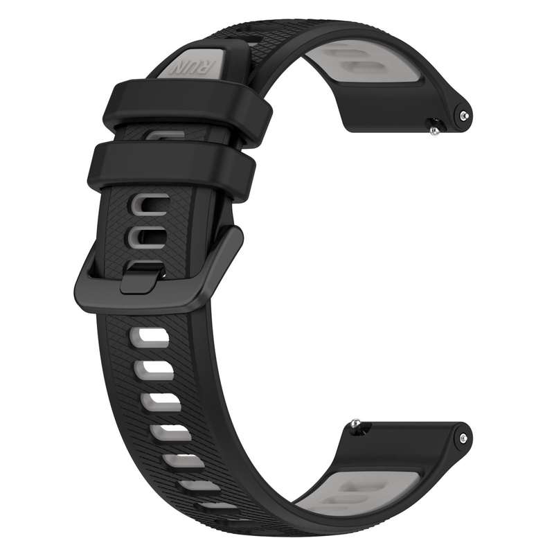 For Garmin Forerunner 265S 18mm Sports Two-Color Silicone Watch Band(Black+Grey)