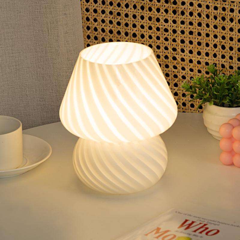 PJ-104 5W Mushroom Glass Bedroom Bedside Table Decoration Table Lamp, CN Plug, Specification Mono...