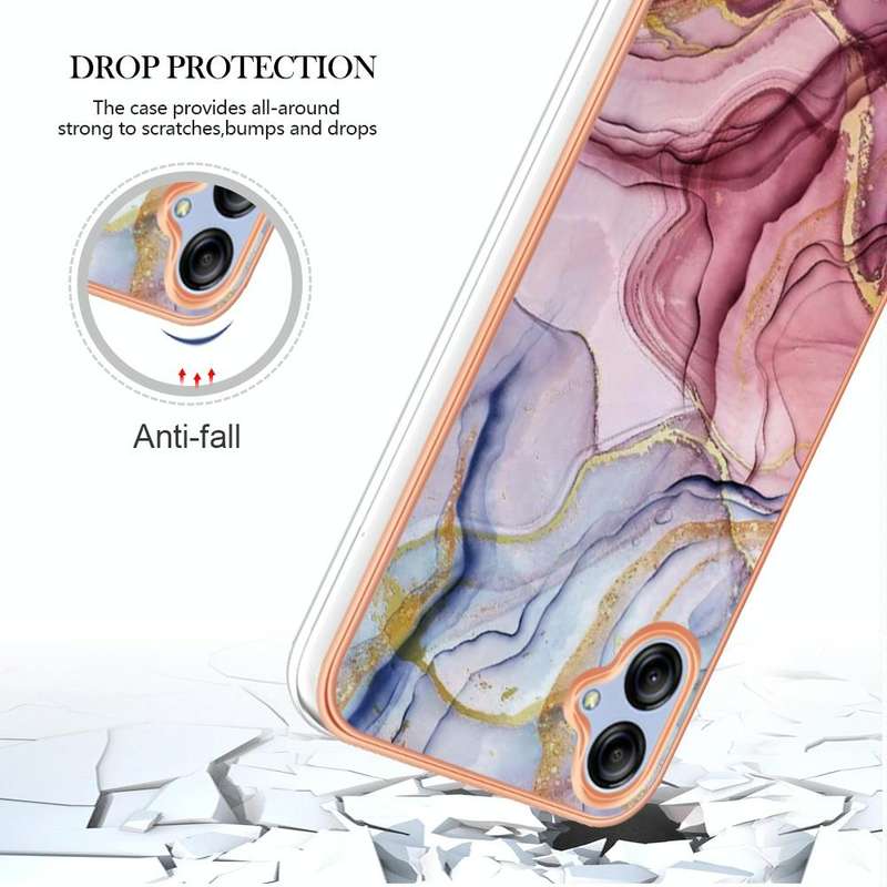For Samsung Galaxy A04e Electroplating Marble Dual-side IMD Phone Case(Rose Red 014)