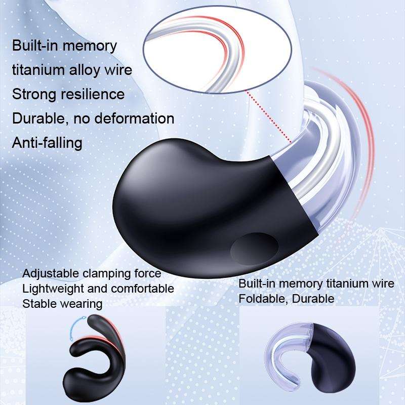Clip-on Wireless Bluetooth Earphone With Digital Charging Compartment(Black)