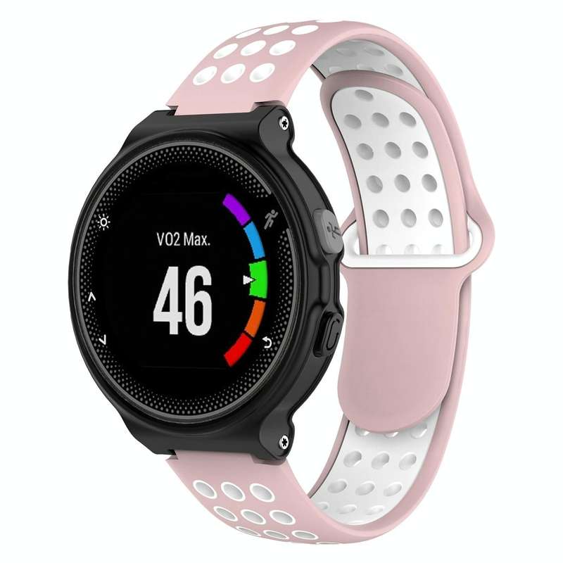 For Garmin Forerunner 220 / 230 / 235 / 630 / 620 / 735xt Silicone Watch Band(Pink white)