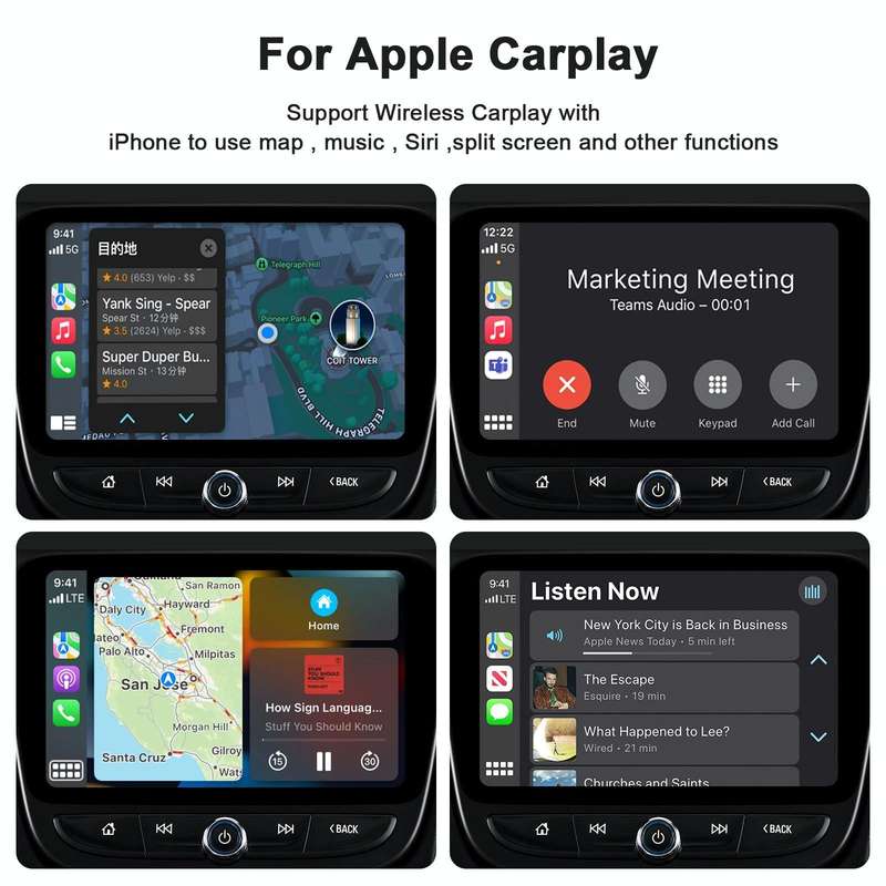 THT-020-2 USB + USB-C / Type-C Wired to Wireless Carplay Adapter for iPhone(Black)