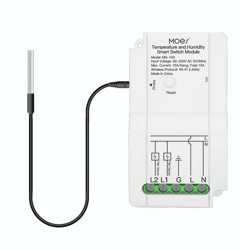WiFi Switch Module+Temperature Probe Tuya Dual-way Temperature and Humidity Switch Timer Smart Sw...