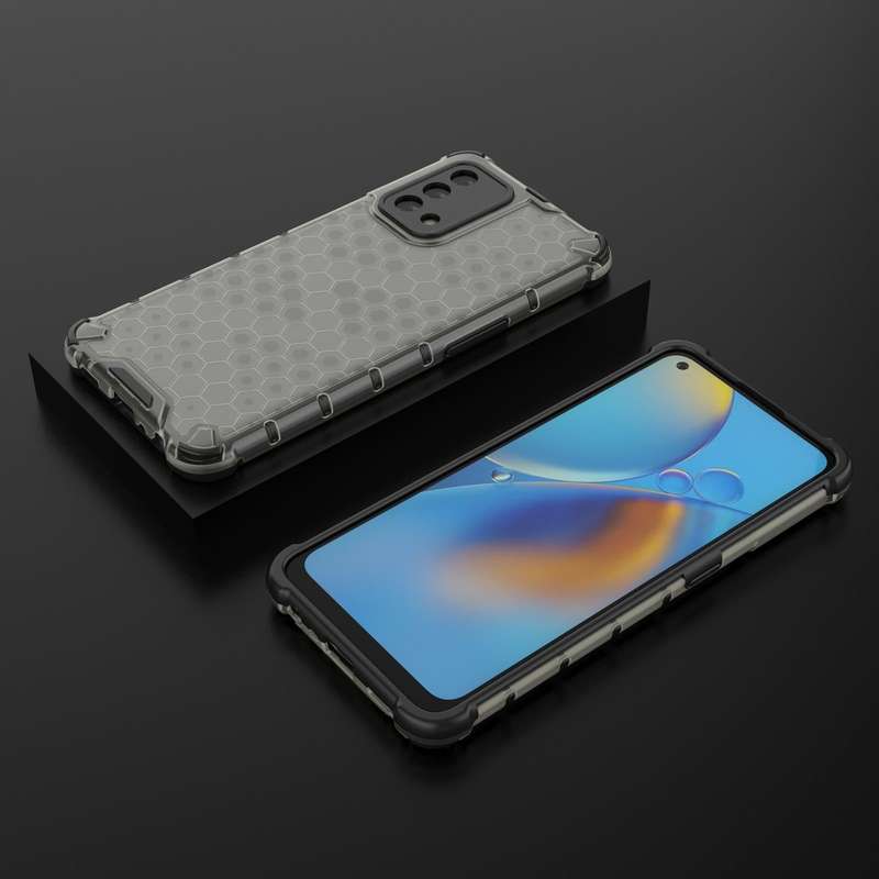 For OPPO A74 4G Shockproof Honeycomb PC + TPU Case(Black)