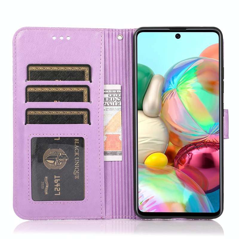 For Samsung Galaxy A71 Skin Feel Embossed Sunflower Horizontal Flip Leather Case with Holder & Ca...