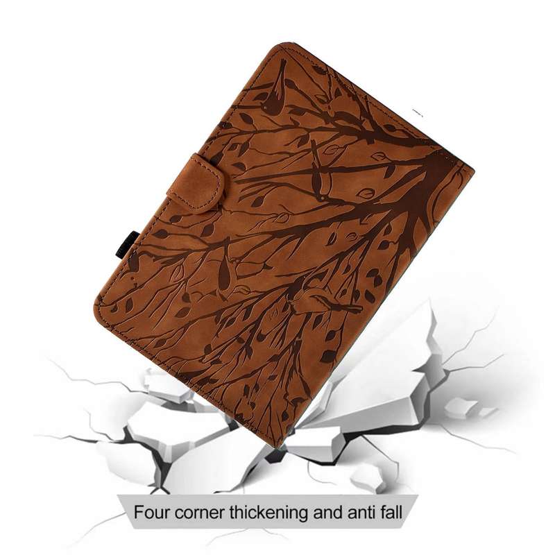 For Amazon Kindle 11th 2022 Fortune Tree Pressure Flower PU Tablet Case with Wake-up / Sleep Func...