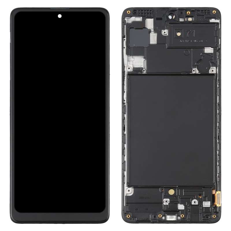 OLED LCD Screen for Samsung Galaxy A71 SM-A715(6.39 inch) Digitizer Full Assembly with Frame (Black)