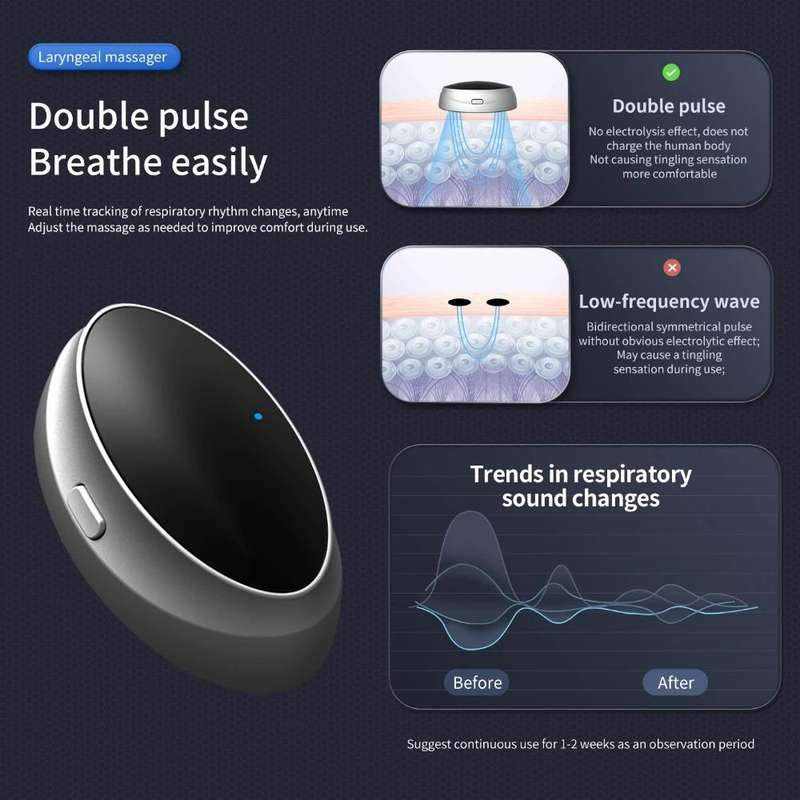 Smart Anti-snoring Device TENS Double Pulse Sound Wave Induction Sleep Snoring Breathing Correcto...